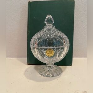 Vintage Cristal D’Arques Longchamp Lead Crystal Pedestal Glass Dish w/ Lid